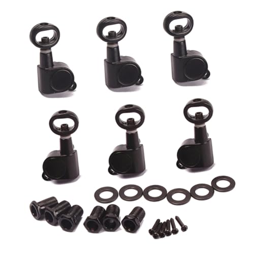 Yardwe Guitar Tuning Pegs Tuners Machine Heads Black for Electric Guitar Style Precision String Tuning Peg Piercing