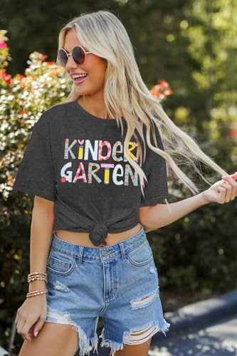 Kindergarten Teacher Shirts Women First Day of School Shirt Kindergarten Letter Print Tshirt Teacher Gifts Tee Top2