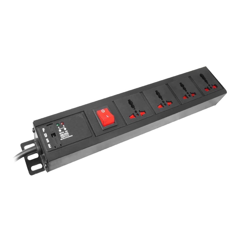 MX Extension Board 4‑Outlet Power Strip with 0.75 Sq.mm ISI Power Cord (1.5 m), 3×5 A + 1×15 A Sockets, Fuse, Child‑Safe Shutters, Aluminium Body-image-1