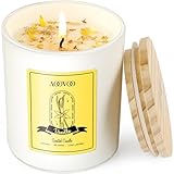 Vanilla Soy Candles Gift for Women - Aromatherapy Candle with Crystals Inside, 10oz Natural Soy Wax Candles for Home Scented 60H Burn, Candle Gift for Men and Women, Birthday Mothers Day Gift