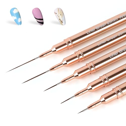 Image of Artdone Metallic Nail Art Pens, Liner Brushes Set, 5PCS Gold Nail Tools | For Long Lines, Thin Details, Fine Drawing, Liner Brush UV Gel Polish Painting Nail Design Sizes 5 /8 /12 /20 /25mm