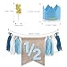 1/2 Birthday Boy Half Birthday Decorations High Chair Banner, 6 Month Girl Tassel Wood Bead Highchair Garland Blue