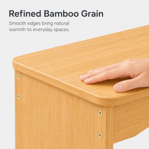 Image of APRTAT Bamboo 35.4 inch Dining Room Bench, Long Indoor Shoe Bench Seat, Natural | 450LBS Weight Capacity, 2-Person Seat, Rounded Safety Corners, Multi-Scene Use, Easy Assembly