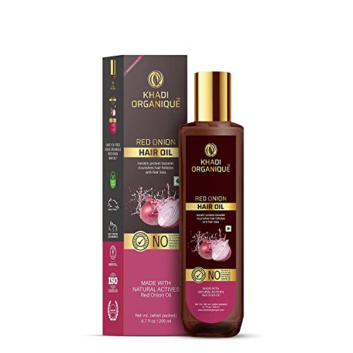 Image of Khadi Organique Red Onion Hair Oil & Castor Oil Hair Cleanser (Pack of 2) 300 ml