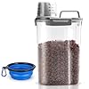 Upgraded Dog Food Storage Container Small, Cat Food Container Airtight, Pet Food Container Dispenser with Pour Spout, Measuring Cup and 4 Seal Buckles for Dogs, Cats, Birds (Grey)