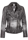 COCO BLACK LABEL since1986 Damen Lederjacke Widow moderne Biker Jacke im Batik Look mit Reverskragen aus Lammleder, Farbe:Schwarz, Größe:42