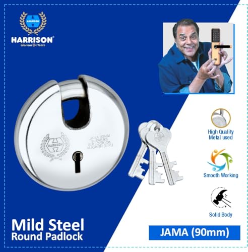 Image of Harrison JAMA LOCK-0022 Key Padlock (Silver, Painted Finish) | Padlock, Padlocks, Locks for Home, Locks for Main Door