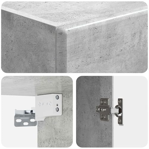 Armario de pared vertical gris hormigón mueble auxiliar con estantes de madera 8