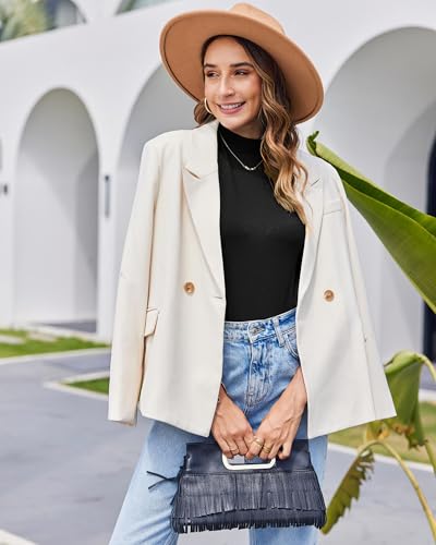 LaLaLa Womens Half Sleeve Mock Turtleneck Tunic Tops Dressy Casual Spring T Shirts Slim Fit Basic Tops3