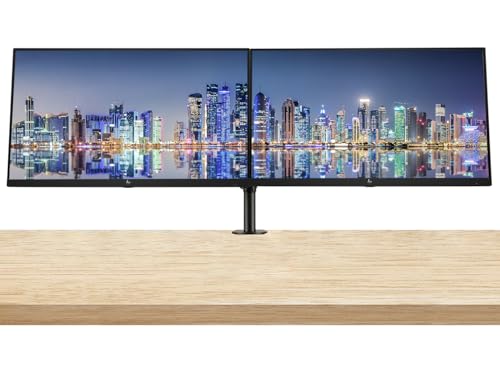 HP P27 G5 27 inch 1920 x 1080 Full HD Edge LED LCD Monitor, 2-Pack Bundle with HDMI, VGA, and Display Port with Desk Mount Dual Monitor Stand