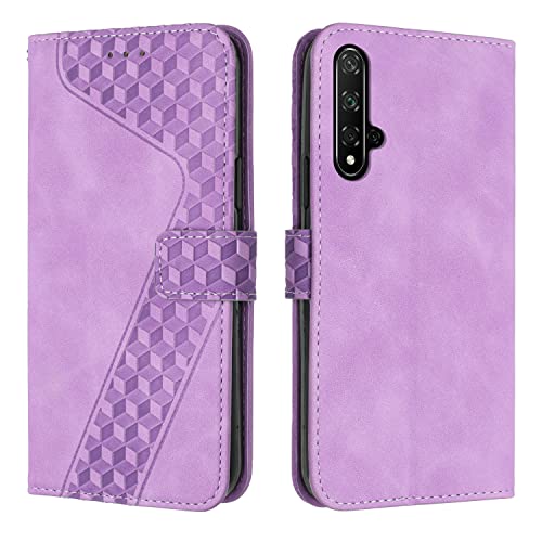 OKZone Funda para Huawei Honor 20/Honor 20S/Nova 5T, PU Cuero Flip Carcasa Fundas Móvil de Tapa Libro Caso Piel PU, Billetera Case Telefono Cubrir Móvil Phone Cover con Cáscara de TPU (Púrpura)