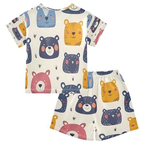 senya Short Sleeve Pajamas Sets Summer Cotton Sleepwear Bear Face2
