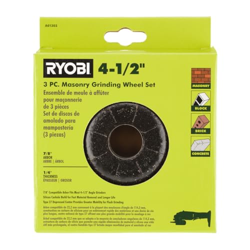 Meules de maçonnerie RYOBI 11,4 cm en lot de 3 pièces pour meuleuse