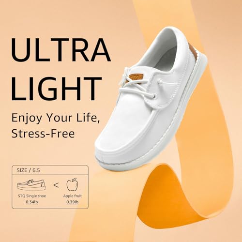 STQ Women's Boat Shoes with Orthopedic Insole Slip On Business Casual Shoe for Plantar Fasciitis Lightweight Canvas Loafer4