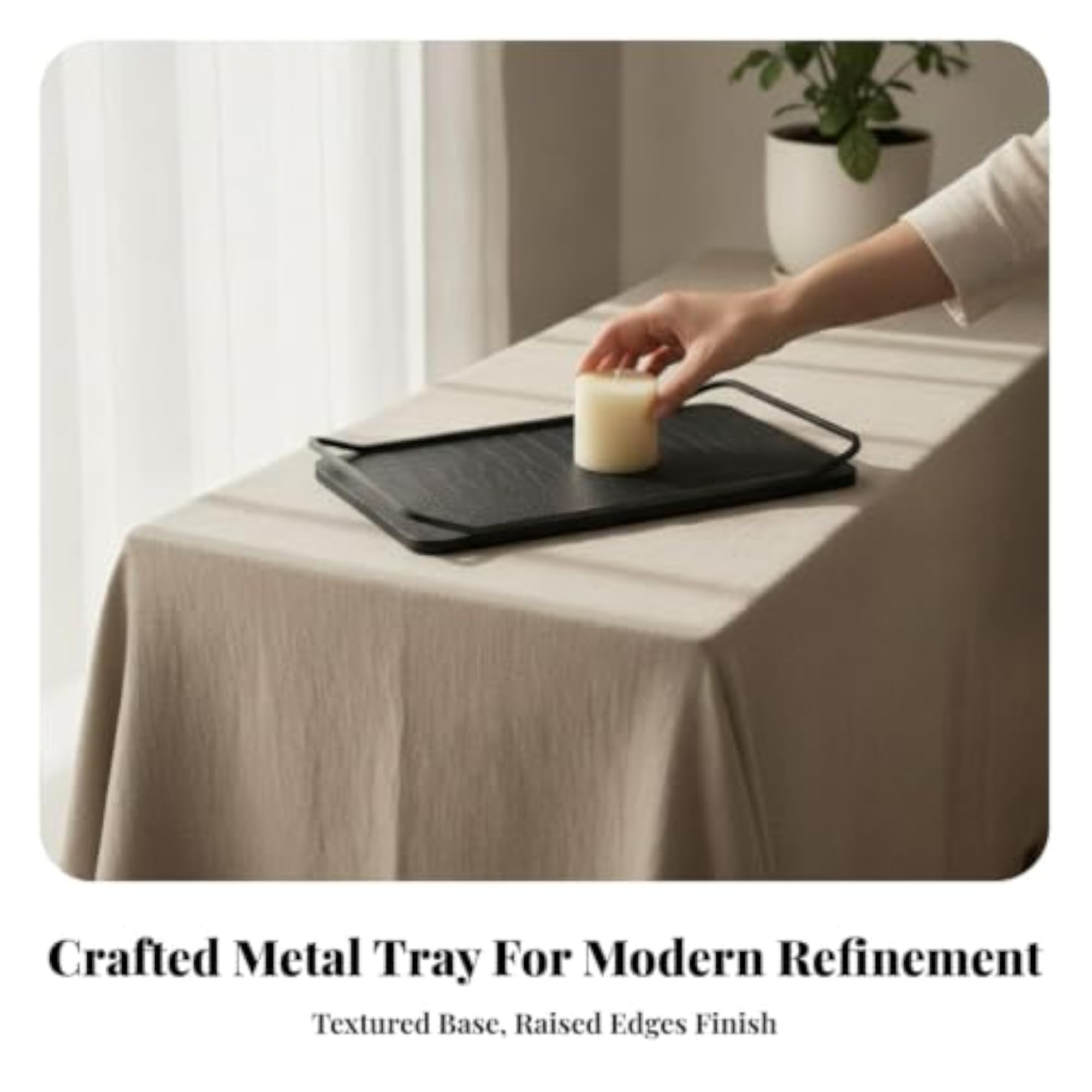 Elegant Decorative Tray with Raised Edges, Sturdy Catchall