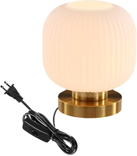 Miniatura 13 de Lámpara de Mesa de Noche, Lámparas de Mesa de Cristal de Mediados de Siglo, Lámpara de Mesa Moderna con Globo, Lámpara de Escritorio Dorada, Lámpara