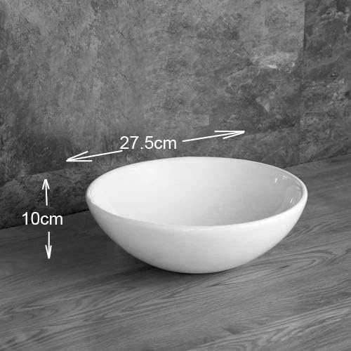 clickbasin Cloakroom or Ensuite Basin Bowl White Ceramic Round Small Countertop Basin Sink 285mm Dia GELA