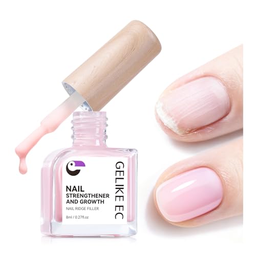 Nail Ridge Filler For Damaged Nails: Gelike ec 8 in 1 Nail Strengthener for Thin Nails and Growth,Protein Nail Ridge Filler with Top Coat Free