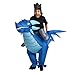 Spooktacular Creations Inflatable Costume for Kids, Ride on Ice Dragon Inflatable with Hat, Cool Ride On Blow Up Dragon Costume Blue (Child 4-6 yr)