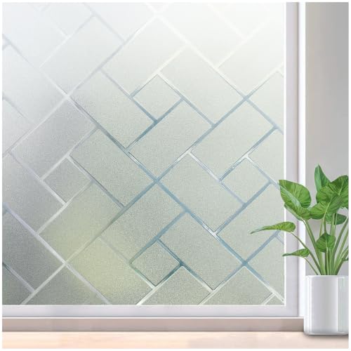 rabbitgoo Window Privacy Film Frosted Glass, White, 35.4" x 118.1"