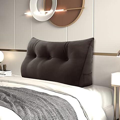 Johnear Keilkissen Bett Rückenkissen Bücherkissen,Rückenlehne Lesekissen für Bett und Sofa Kopfkissen ,Dreieckige Bettkissen Lendenkissen mit abnehmbarem Samt Bezug (Braun Cover