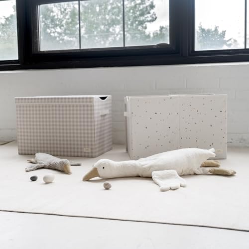 3 Sprouts Recycled Fabric Toy Chest, Extra Large, With Lid, Gingham Beige by 3 Sprouts - Image 8