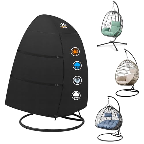 Zettum 2-Sitzer Abdeckung für Hängesessel 167 x 109 x 173 CM, Patio Schaukelstuhl Abdeckung 600D Oxford PU-Beschichtet, Wasserdicht Doppel-Eierstuhl Abdeckhaube für Schwingsessel Hängekorb Hängestuhl