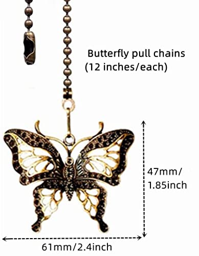Gdqlcnxb Ceiling Fan Pull Chain Ornaments Extension,12 Inches Lighting And Fan Beaded Ball Fan Pull Chain Extender With Connector, Dragonfly And Butterfly Ceiling Fan Pull Chain Set-2Pcs #TOP3