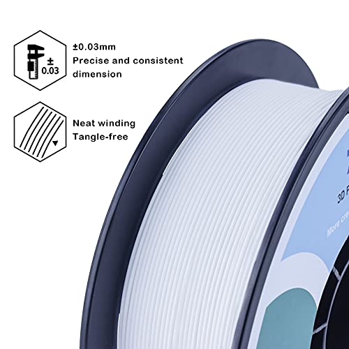 Image of ZIRO Matte PLA Filament 1.75mm,No-Shine High Toughness 1KG Material, White | Fit for Most FDM 3D Printer, 1.75mm 1KG Spool, Dimensional Accuracy + /-0.03mm, Colorful PLA FilamenT