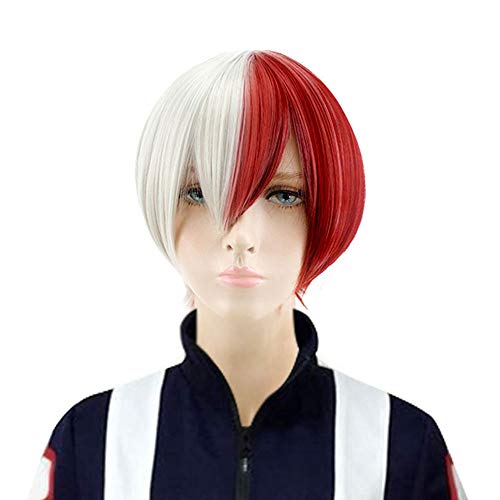 HSIU NEW Shoto Todoroki Silver Dark Red Colour Cosplay Wig My Hero Academy Costume Play Wigs Halloween Costumes Hair wig (Silver Dark Red Colour) HSIU NEW Shoto Todoroki Silver Dark Red Colour Cosplay Wig My Hero Academy Costume Play Wigs Halloween Costumes Hair wig (Silver Dark Red Colour)
