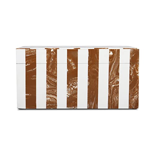 Image of Handicrafts Home Chevron Collection, Storage Organizer Decorative Box Multipurpose Gift - Chevron Brown 10x5x5 inch