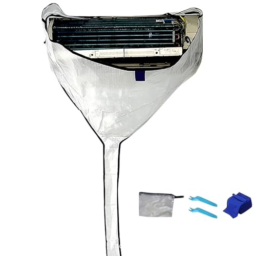 SkyPOOU Ablandador de aire de PVC reciclable, impermeable, protector de limpieza para entidades montadas en la pared, almacenamiento denso y flexible, protección global para acondicionamiento montado