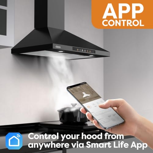 Image of 30 inch Range Hood with Voice Control, Wall Mount Range Hood Compatible with Alexa /Google Home /Smart Life Assistant, Stove Vent Hood for Kitchen with 3 Speed Exhaust Fan, AWB75206W