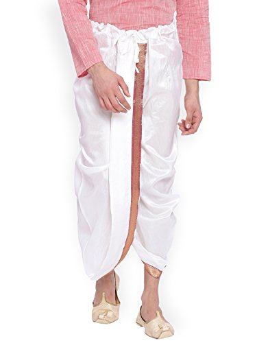 Dhoti de seda dupion blanco para hombre ropa tradicional india boda kurta
