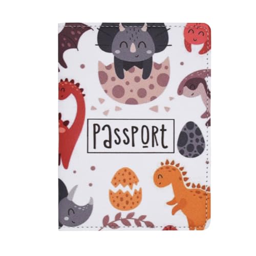 Snogisa Passport Cover for Kids, Women and Men,Travel Documents Organizer Protecto,Travel Passport Holder,Passport Holder Cover Travel Wallet (dinosaur)