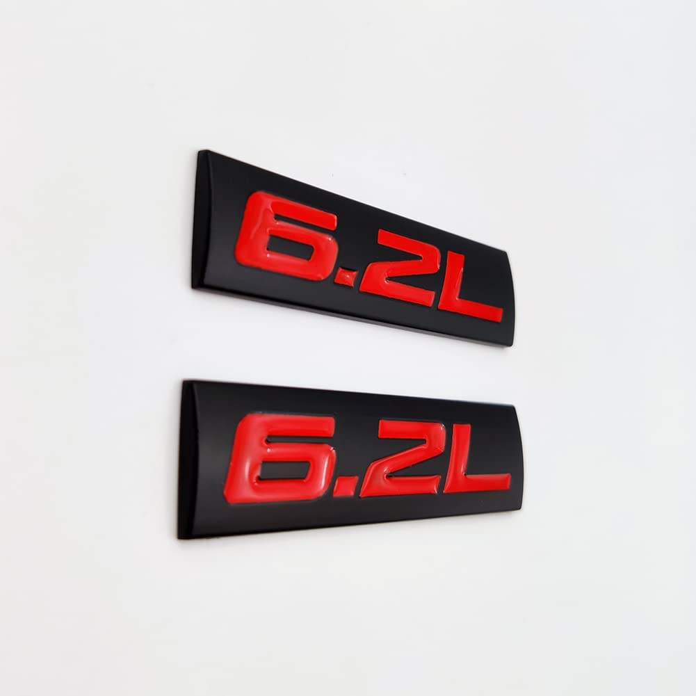 Pair Of DTM 6.2L LS3 Black & Red Aluminum Adhesive Decal Emblem Badge - Universal