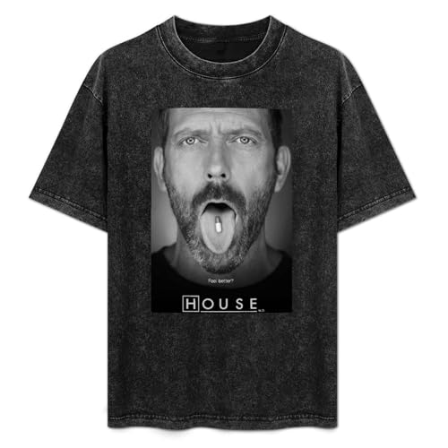 MAYIJIA Doctor House Drug On His Tongue Men's Black T-Shirt Unisex Cotton Tee S