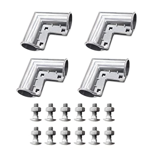 Chain Link Fence Gate Corners: 4Pcs Chain Link Fence Parts Gate Elbow Aluminum Gate Corner Suit For 1-3/8" X 1-3/8" Outdoor Diameter Pipe, Pressed Gate Corner Include Bolts #TOP16