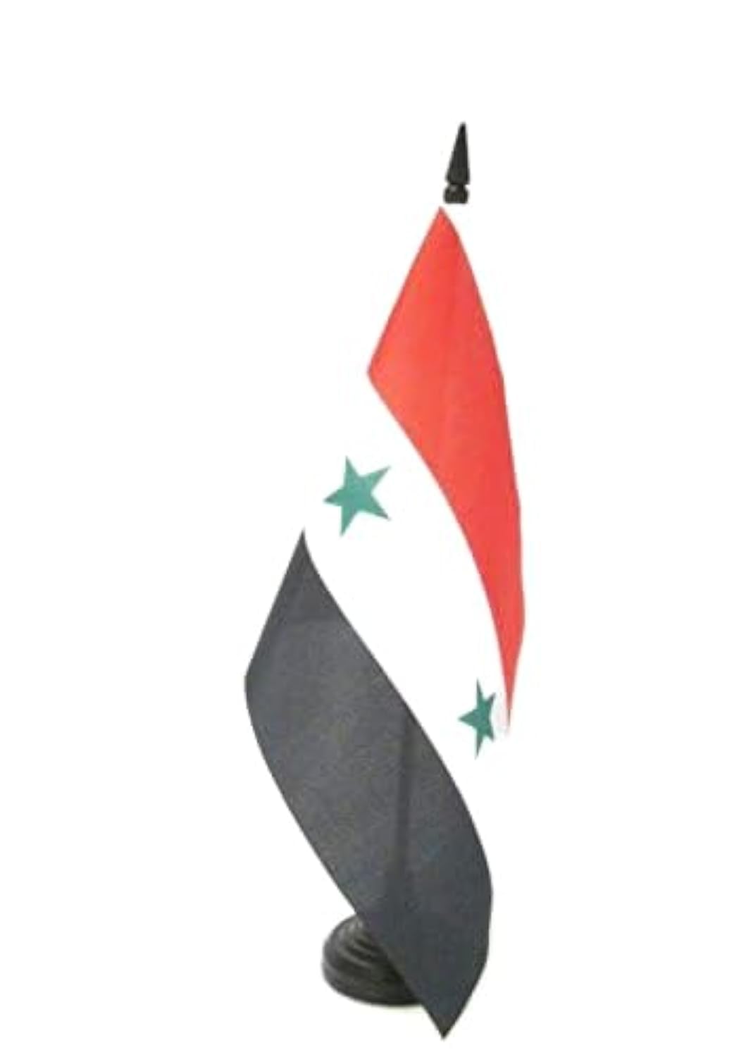 Bpa Syria Table Flag with Black Plastic Stick and Base, 21 cm x 14 cm Size