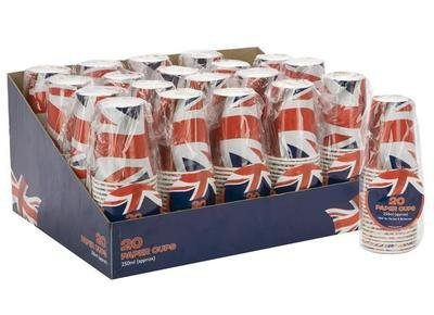 Union Jack Paper Cups - Pack Of 20 by PMSÂ