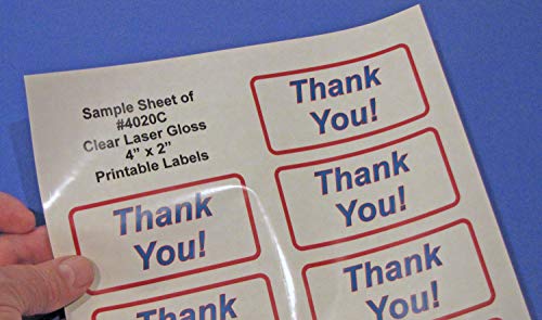 4 X 2 Inch Clear Labels For Use In Laser Printers 50 Sheets #4020C #TOP4