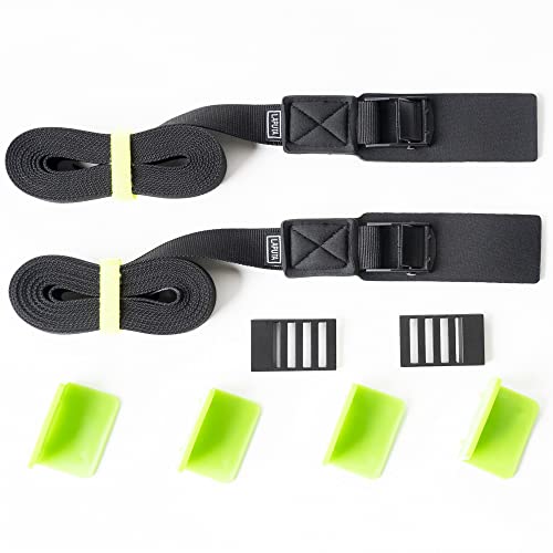LAPUTA Roof Rack Straps - 2 Pc Cam Straps for Kayak, Canoe, Surfboard, Snowboard, Lashing Straps with Buckles Adjustable Cam Buckle Tie Down 1” x 10 Ft, 2 Safety Clips, 4 Box Protectors & Carry Bag