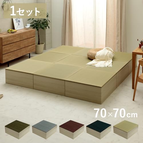 イケヒコ システム 置き畳 い草 正方形 段ボール一式 1セット 小上がり段ボール(木目ホワイト) 無地畳 約70×70×29.5cm 高さ約29.5cm 国産段ボール使用 和室 ライフスタイル 変化 組立 連結 簡単 軽くて丈夫 エコ １年中使える ベッド ベンチ テーブル ソファ 洗濯不可 ジャパンディ 木目プリント #1040180010429