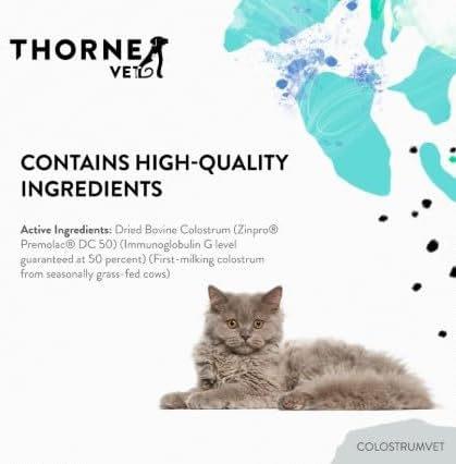 ThorneVet ColostrumVET Supplement for Dogs & Cats – Bovine Colostrum Powder to Boost Immunity, Digestive Health, & Vitality – Rich in Antibodies, Amino Acids, & Vitamins - 112 Scoops