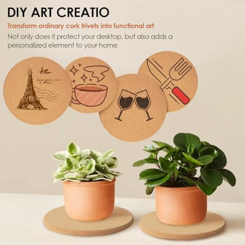 Image of Cork Hot Pads for Kitchen,4 Pack High Density Thick CorkTrivets for Hot Dishes 8 inch Heat Resistant Large Cork-Coasters Placemats for Table, Kitchen, Countertops