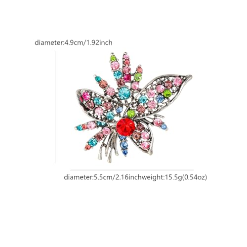 Image of Rhinestone Sunflower Brooch Pin for Women Red Black Purple Large Flower Broochs Snowflake Brooch Marquise Wreath Brooches Jewelry