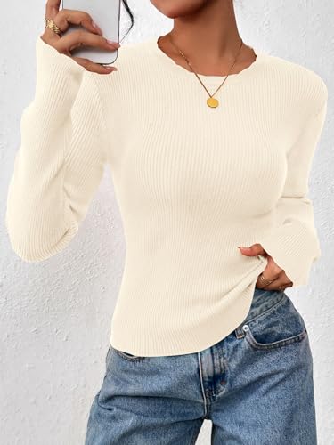 PRETTYGARDEN Womens Long Sleeve Shirts Ribbed Knit Fitted Cute Tops for Women Trendy Basic Pullover Shirt Fall Clothes2