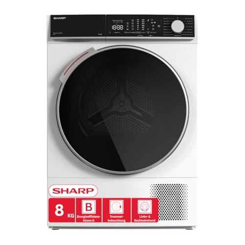 Sharp KD-WNHL8S9GWB-DE Wäschetrockner, 8kg, B, WiFi, 15 Trockenprogramme inkl. 30-Minuten-Schnelltrockenprogramm, Weiß