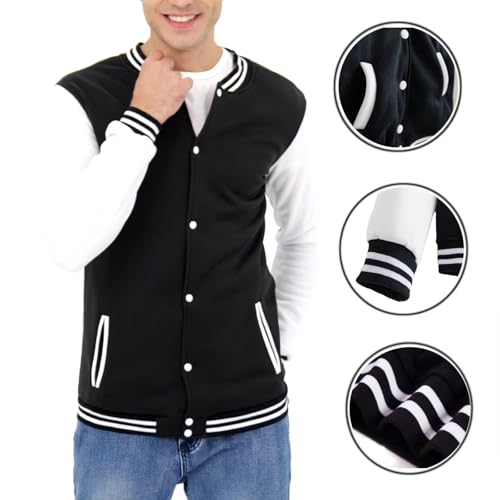 DHSPKN Men's Varsity Baseball Jacket Causal Slim Fit Varsity Letterman Jacket Boys Bomber Jackets4