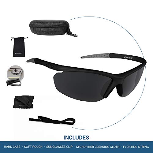 Polarized Uv400 Sport Sunglasses Anti-Fog Ideal For Driving Or Sports Activity (Black, Grey) #TOP2
